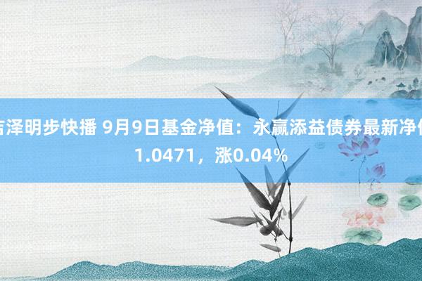 吉泽明步快播 9月9日基金净值：永赢添益债券最新净值1.0471，涨0.04%