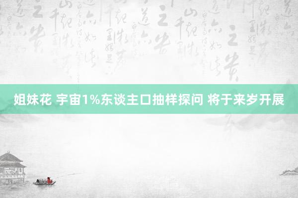 姐妹花 宇宙1%东谈主口抽样探问 将于来岁开展