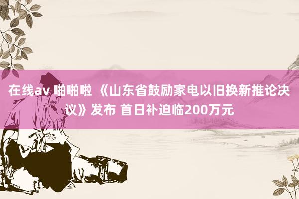 在线av 啪啪啦 《山东省鼓励家电以旧换新推论决议》发布 首日补迫临200万元