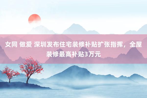 女同 做爱 深圳发布住宅装修补贴扩张指挥，全屋装修最高补贴3万元