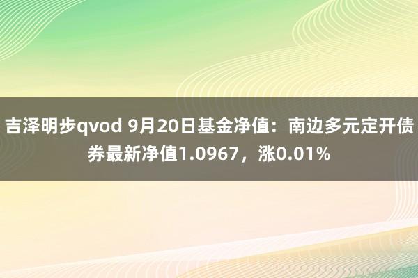 吉泽明步qvod 9月20日基金净值：南边多元定开债券最新净值1.0967，涨0.01%