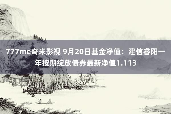 777me奇米影视 9月20日基金净值：建信睿阳一年按期绽放债券最新净值1.113