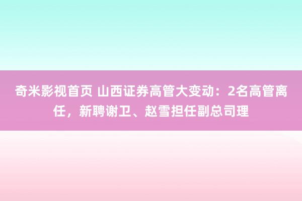 奇米影视首页 山西证券高管大变动：2名高管离任，新聘谢卫、赵雪担任副总司理