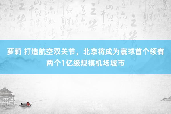 萝莉 打造航空双关节，北京将成为寰球首个领有两个1亿级规模机场城市