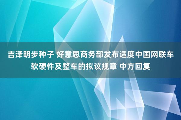 吉泽明步种子 好意思商务部发布适度中国网联车软硬件及整车的拟议规章 中方回复