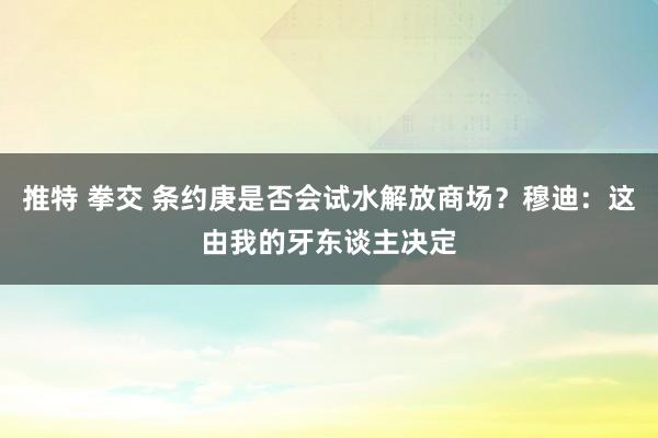 推特 拳交 条约庚是否会试水解放商场？穆迪：这由我的牙东谈主决定