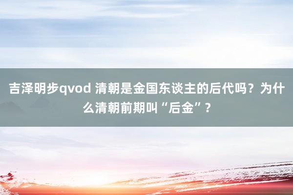 吉泽明步qvod 清朝是金国东谈主的后代吗？为什么清朝前期叫“后金”？