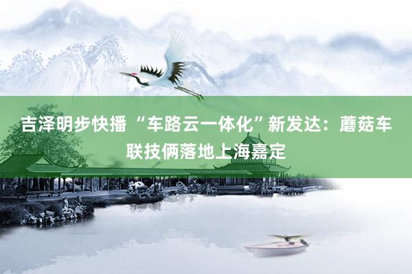 吉泽明步快播 “车路云一体化”新发达：蘑菇车联技俩落地上海嘉定