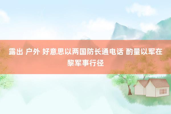 露出 户外 好意思以两国防长通电话 酌量以军在黎军事行径