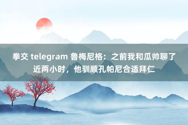 拳交 telegram 鲁梅尼格：之前我和瓜帅聊了近两小时，他驯顺孔帕尼合适拜仁