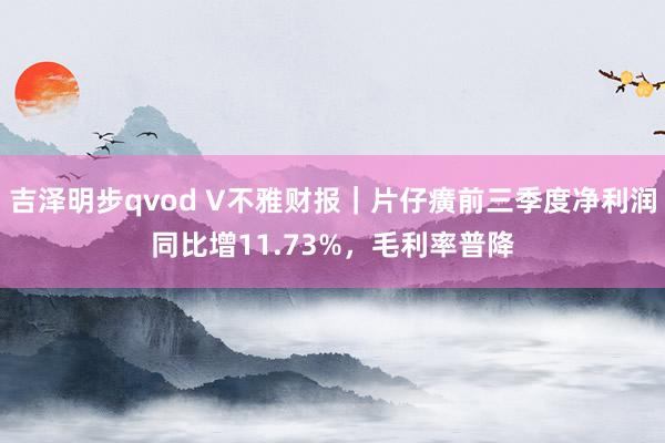 吉泽明步qvod V不雅财报｜片仔癀前三季度净利润同比增11.73%，毛利率普降