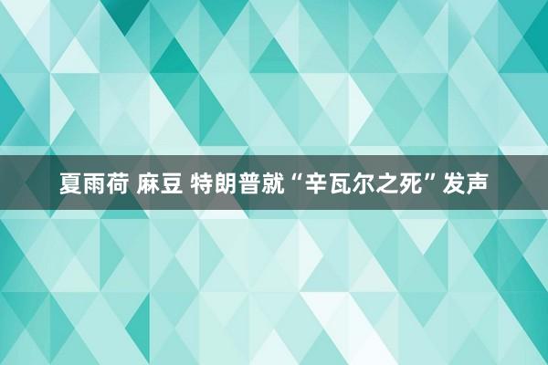 夏雨荷 麻豆 特朗普就“辛瓦尔之死”发声