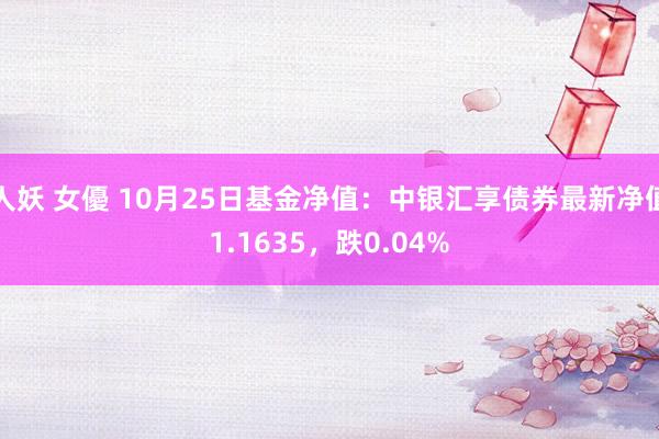 人妖 女優 10月25日基金净值：中银汇享债券最新净值1.1635，跌0.04%