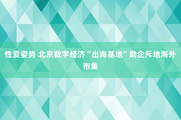 性爱姿势 北京数字经济“出海基地”助企斥地海外市集