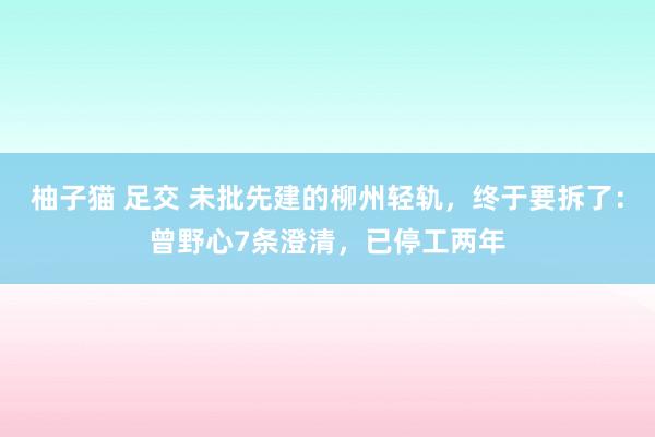 柚子猫 足交 未批先建的柳州轻轨，终于要拆了：曾野心7条澄清，已停工两年