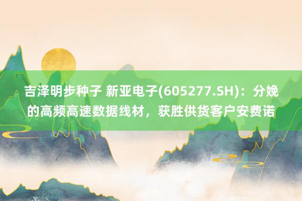 吉泽明步种子 新亚电子(605277.SH)：分娩的高频高速数据线材，获胜供货客户安费诺