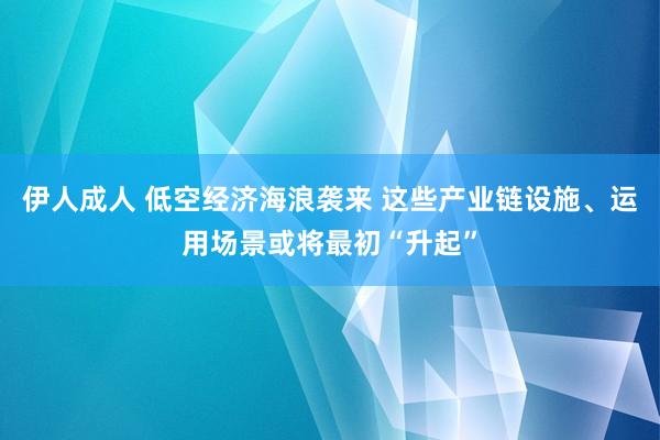 伊人成人 低空经济海浪袭来 这些产业链设施、运用场景或将最初“升起”