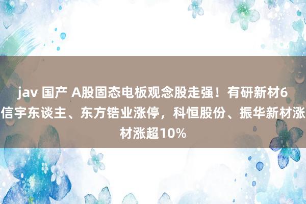 jav 国产 A股固态电板观念股走强！有研新材6连板，信宇东谈主、东方锆业涨停，科恒股份、振华新材涨超10%