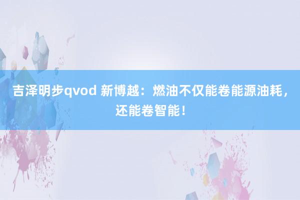 吉泽明步qvod 新博越：燃油不仅能卷能源油耗，还能卷智能！