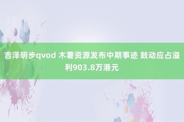 吉泽明步qvod 木薯资源发布中期事迹 鼓动应占溢利903.8万港元