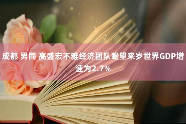 成都 男同 高盛宏不雅经济团队瞻望来岁世界GDP增速为2.7%