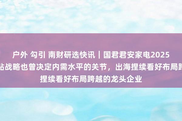 户外 勾引 南财研选快讯｜国君君安家电2025年度策略：补贴战略也曾决定内需水平的关节，出海捏续看好布局跨越的龙头企业