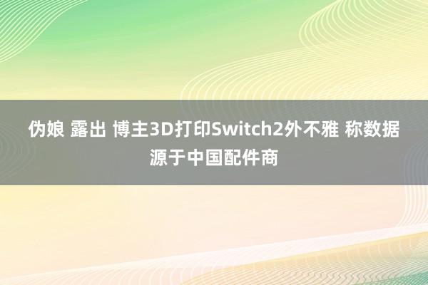 伪娘 露出 博主3D打印Switch2外不雅 称数据源于中国配件商