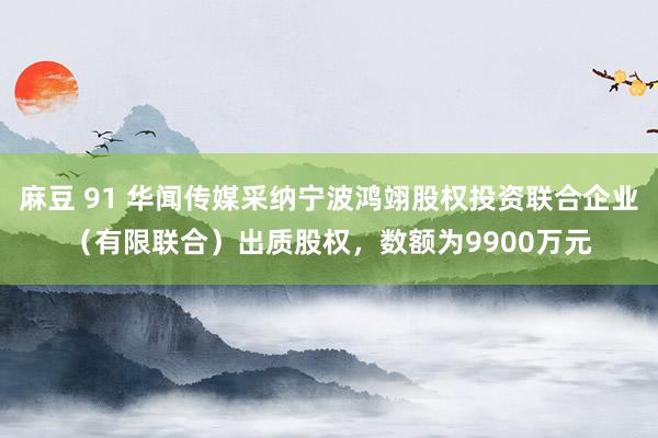 麻豆 91 华闻传媒采纳宁波鸿翊股权投资联合企业（有限联合）出质股权，数额为9900万元