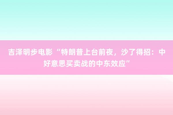 吉泽明步电影 “特朗普上台前夜，沙了得招：中好意思买卖战的中东效应”