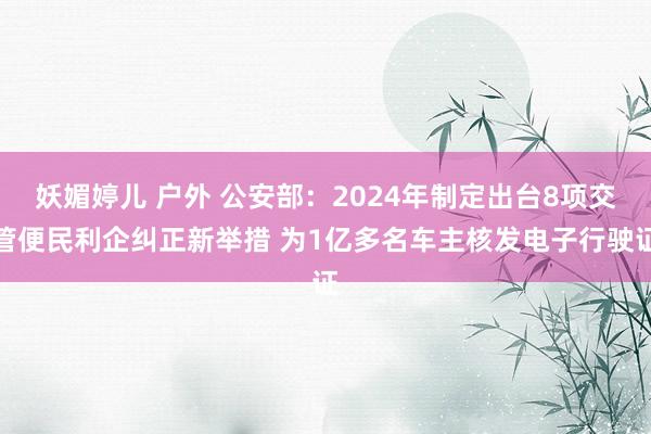 妖媚婷儿 户外 公安部：2024年制定出台8项交管便民利企纠正新举措 为1亿多名车主核发电子行驶证