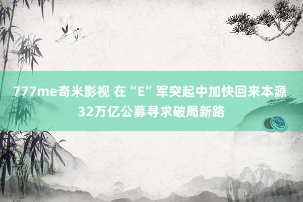 777me奇米影视 在“E”军突起中加快回来本源 32万亿公募寻求破局新路