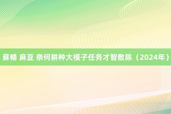 蘇暢 麻豆 奈何耕种大模子任务才智敷陈（2024年）