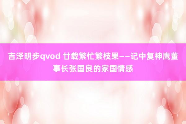 吉泽明步qvod 廿载繁忙繁枝果——记中复神鹰董事长张国良的家国情感