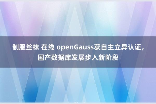 制服丝袜 在线 openGauss获自主立异认证，国产数据库发展步入新阶段