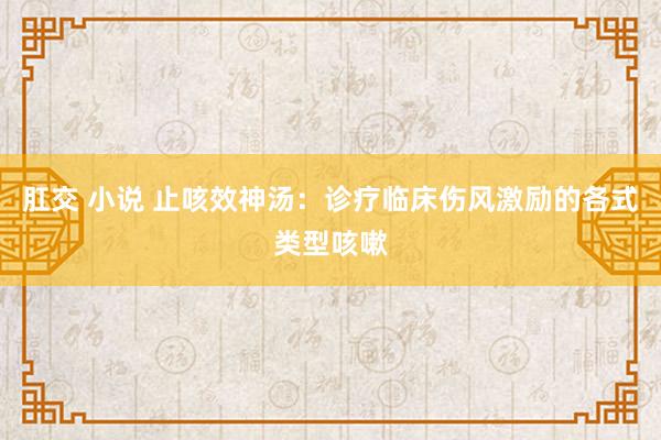 肛交 小说 止咳效神汤：诊疗临床伤风激励的各式类型咳嗽