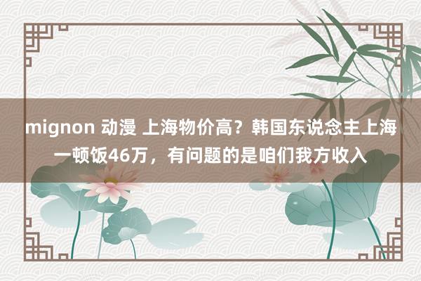 mignon 动漫 上海物价高？韩国东说念主上海一顿饭46万，有问题的是咱们我方收入